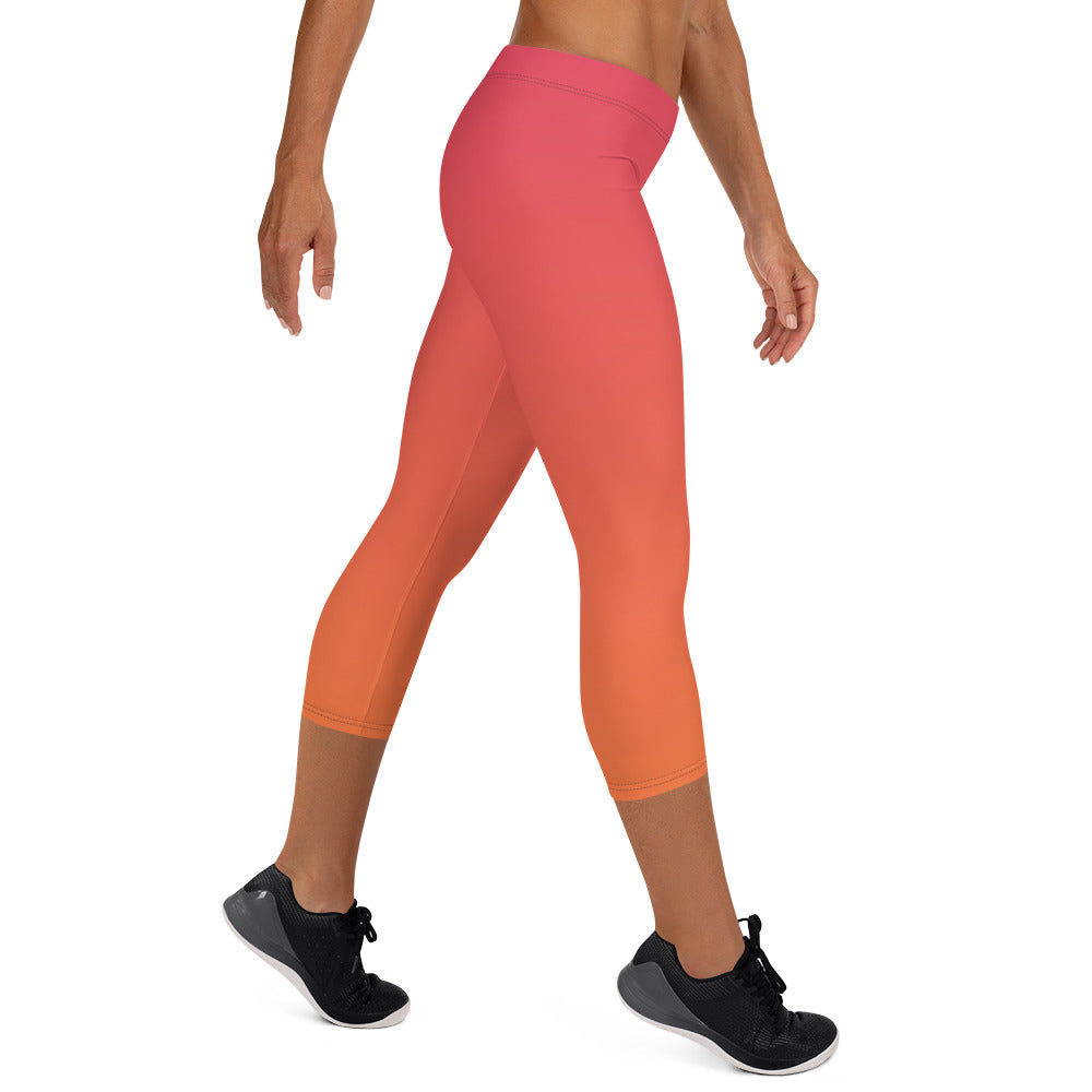 Melted Sunset Women's Capri Leggings - FLAKOUT