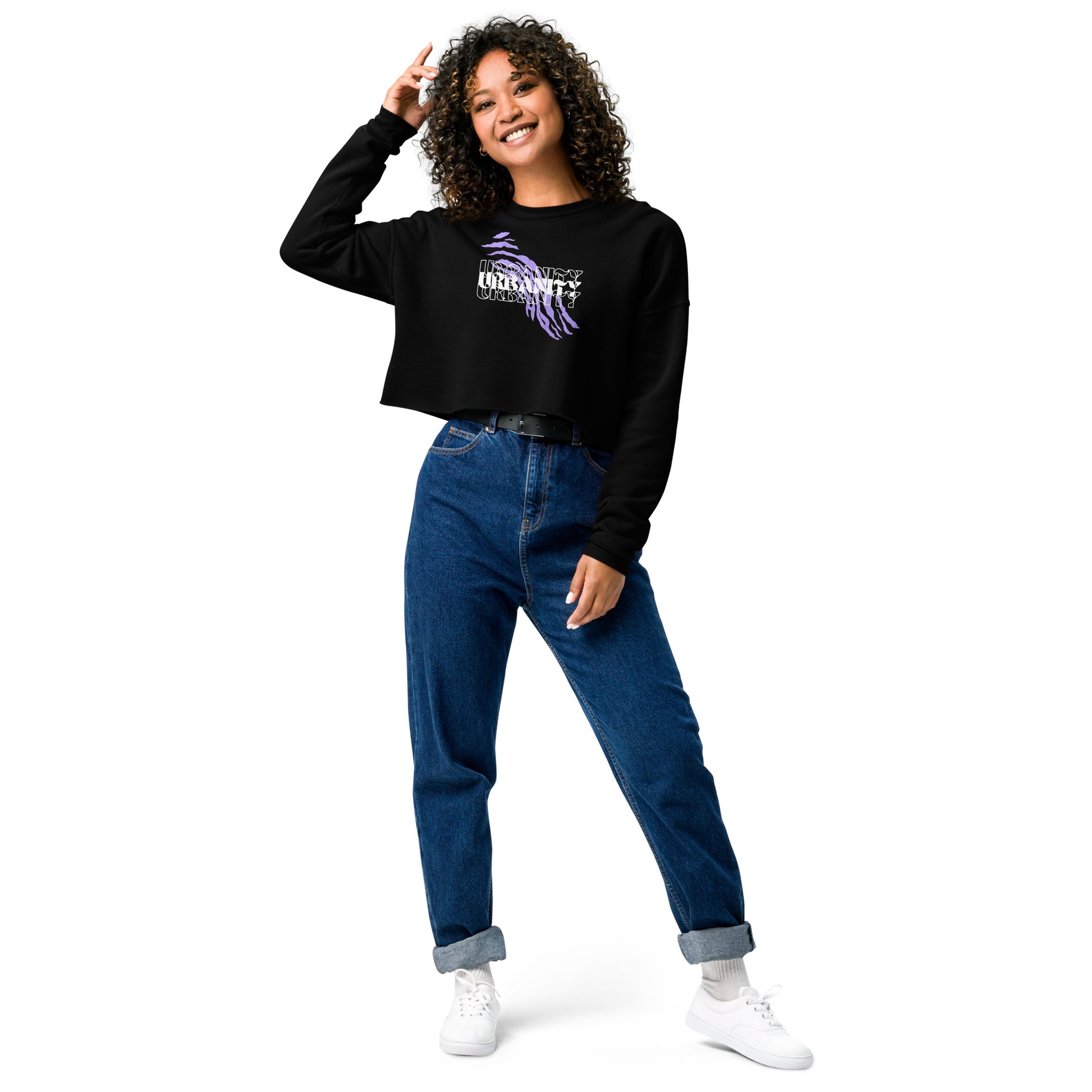 Streetwise Urbanity Women's Crop Sweatshirt - Black - FLAKOUT