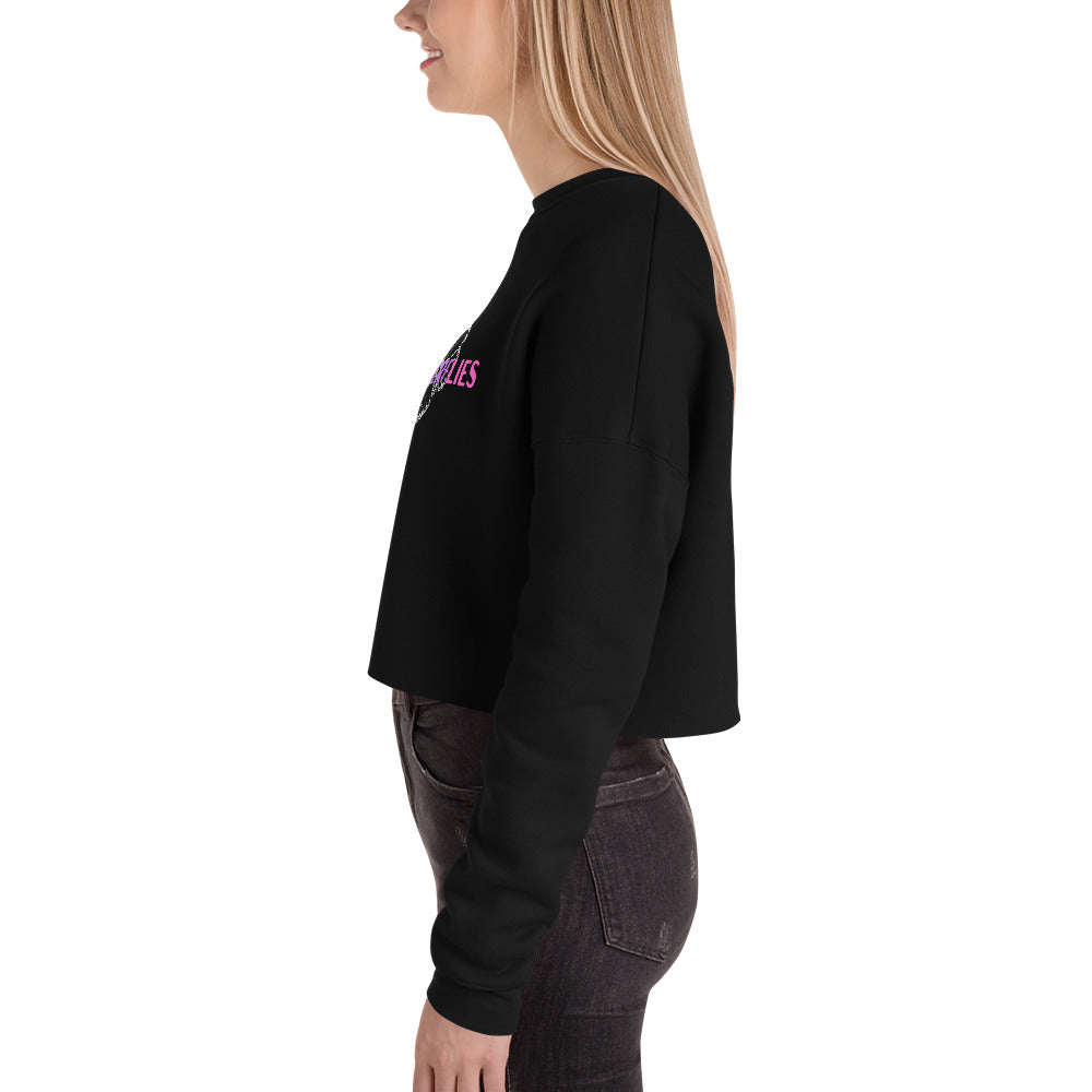 Whispers Of Wings Butterflies Women's Crop Sweatshirt - Black - FLAKOUT