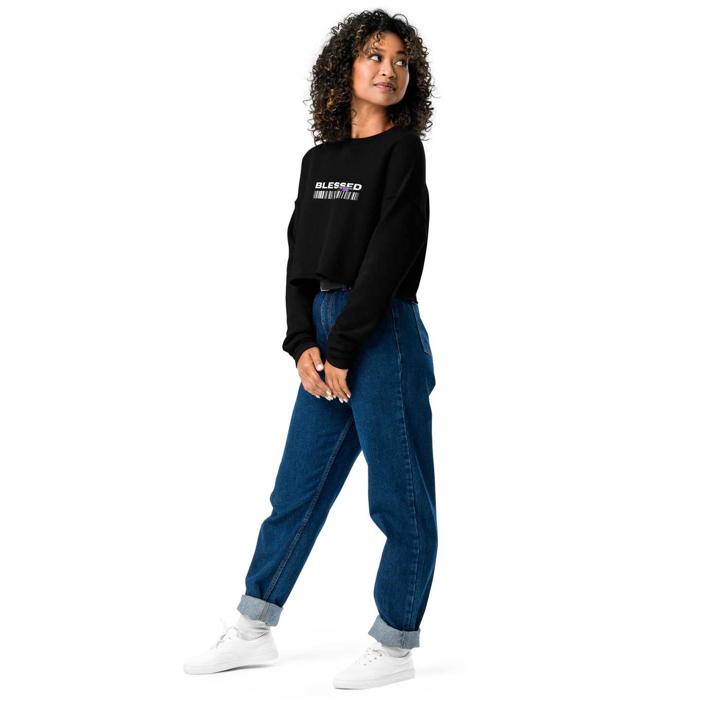 Divine Grace Blessed Women's Crop Sweatshirt - Black - FLAKOUT