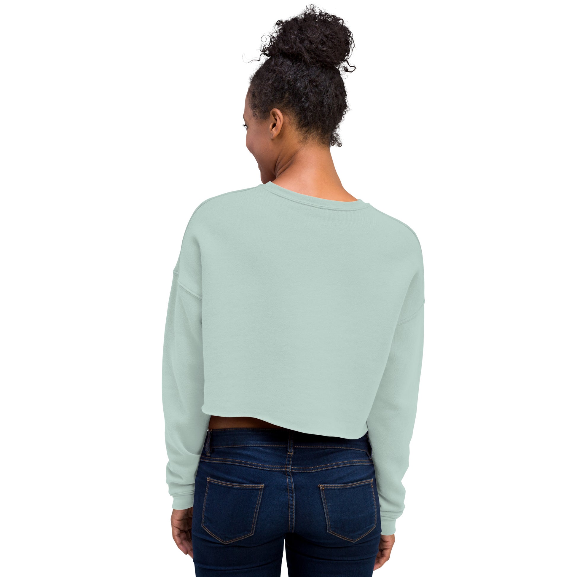 Whispers Of Wings Butterflies Women's Crop Sweatshirt - Dusty Blue - FLAKOUT