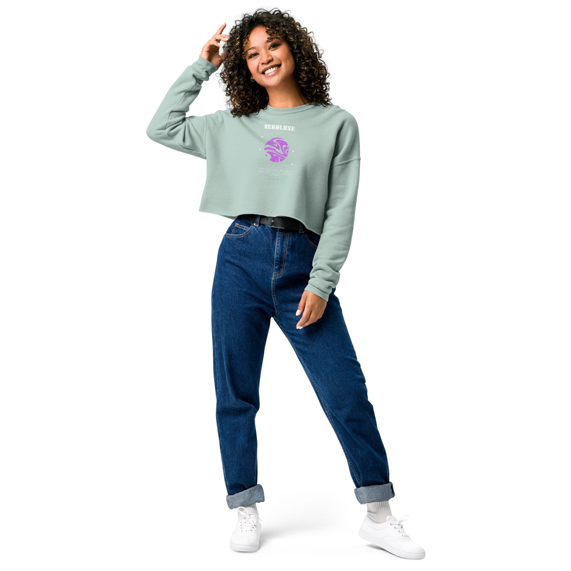 Nebuluxe Brilliance Women's Crop Sweatshirt - Dusty Blue - FLAKOUT