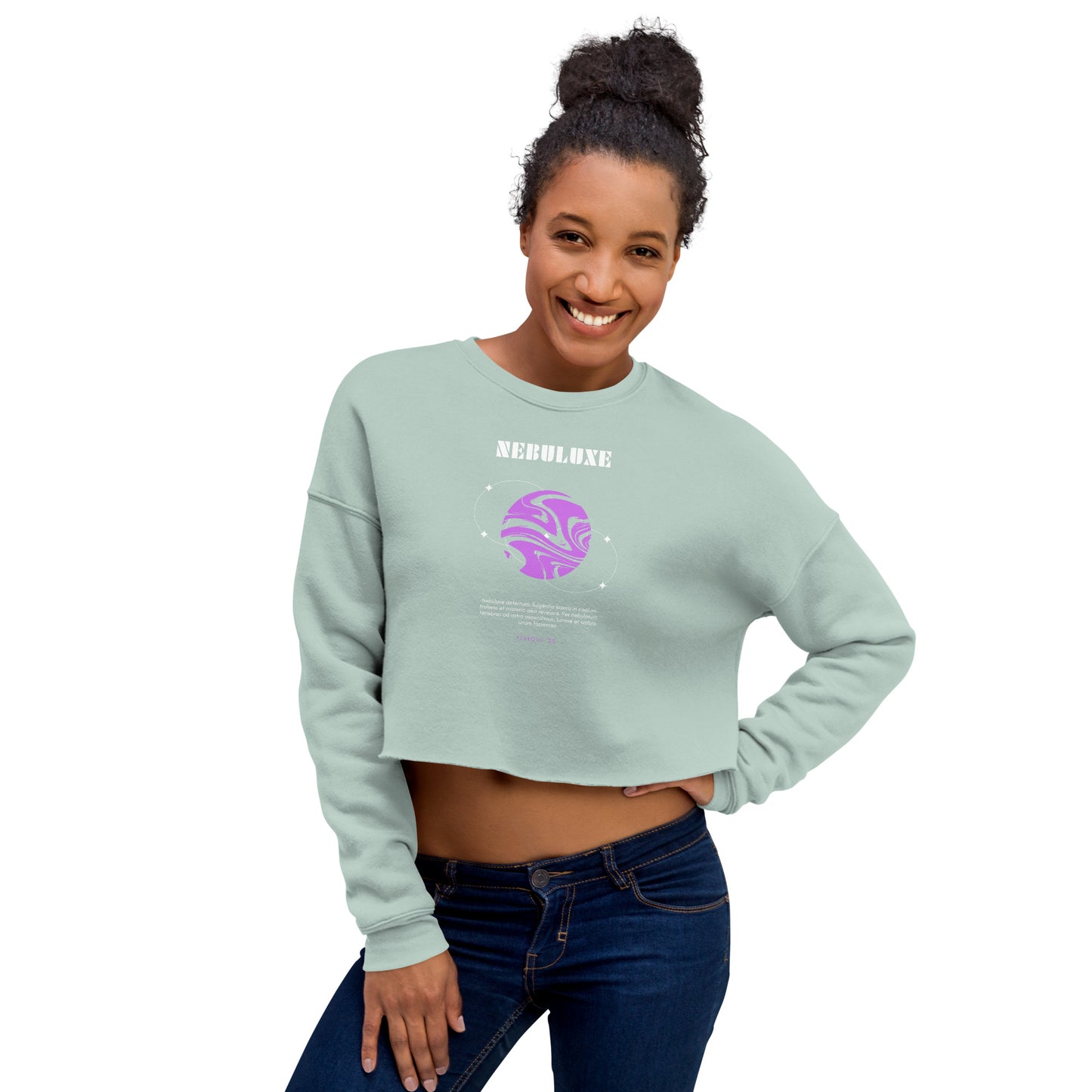 Nebuluxe Brilliance Women's Crop Sweatshirt - Dusty Blue - FLAKOUT