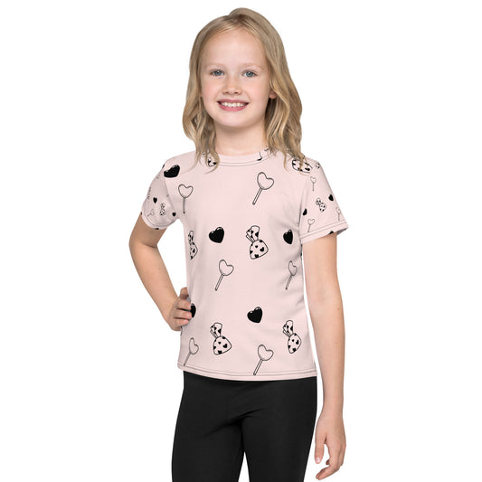 Girl's Crew Neck T-shirt Heart & Candy - FLAKOUT